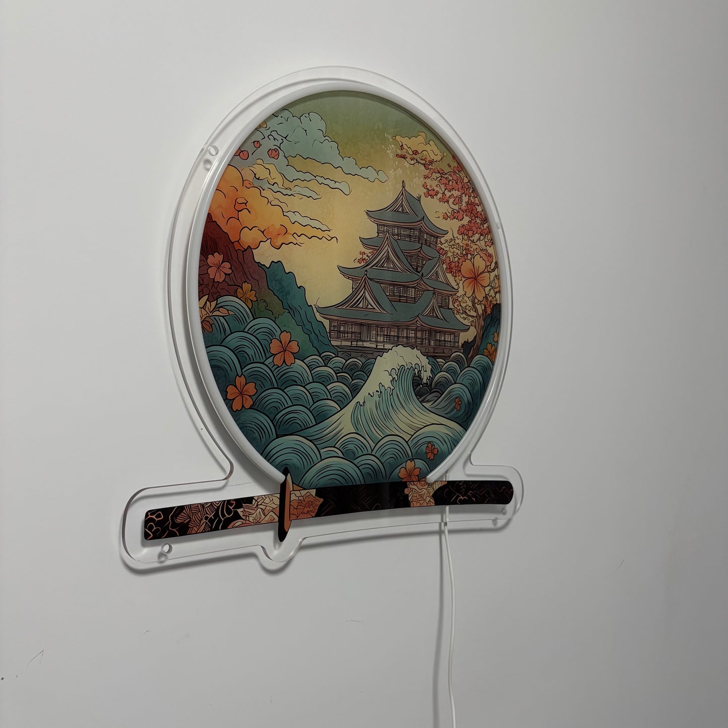 Château japonais — inspiration Ukiyo-e | Art mural néon LED