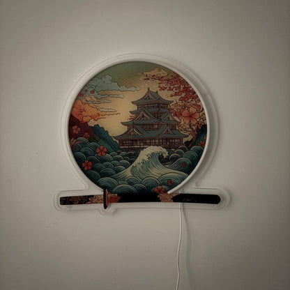 Château japonais — inspiration Ukiyo-e | Art mural néon LED